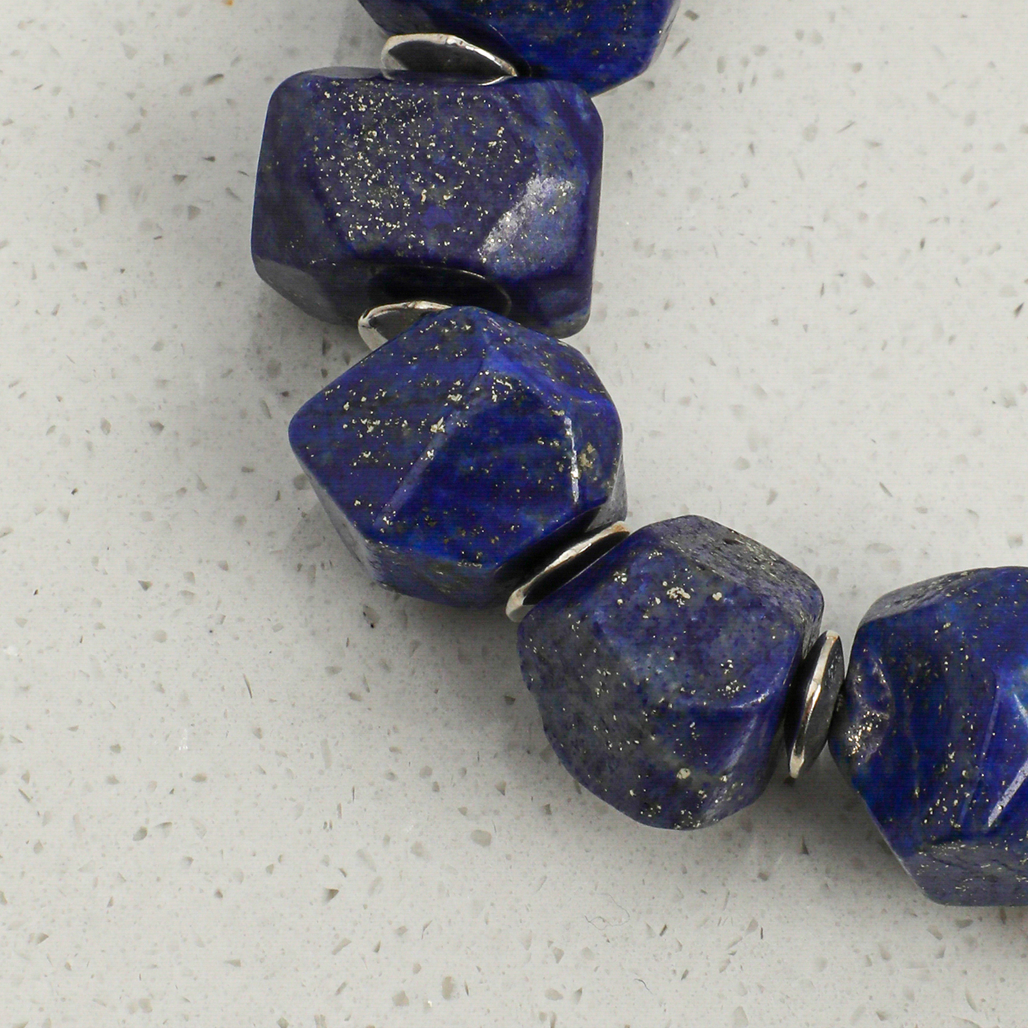 Natural Freeform Lapis Lazuli & Pearl Beaded Bracelet