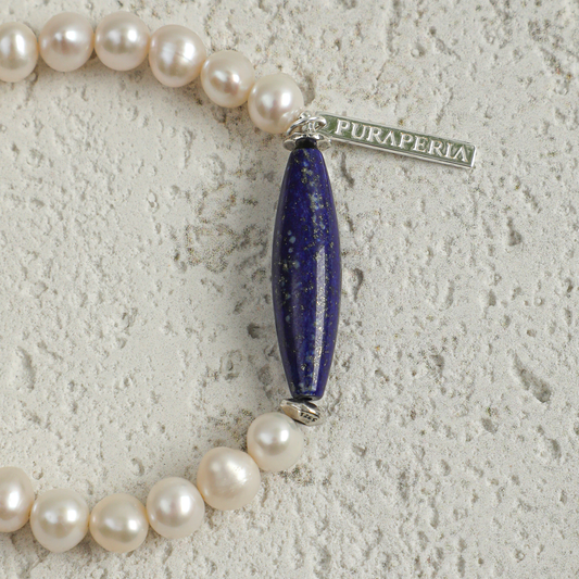 Lapis Lazuli and Freshwater Cultured Pearl Bracelet