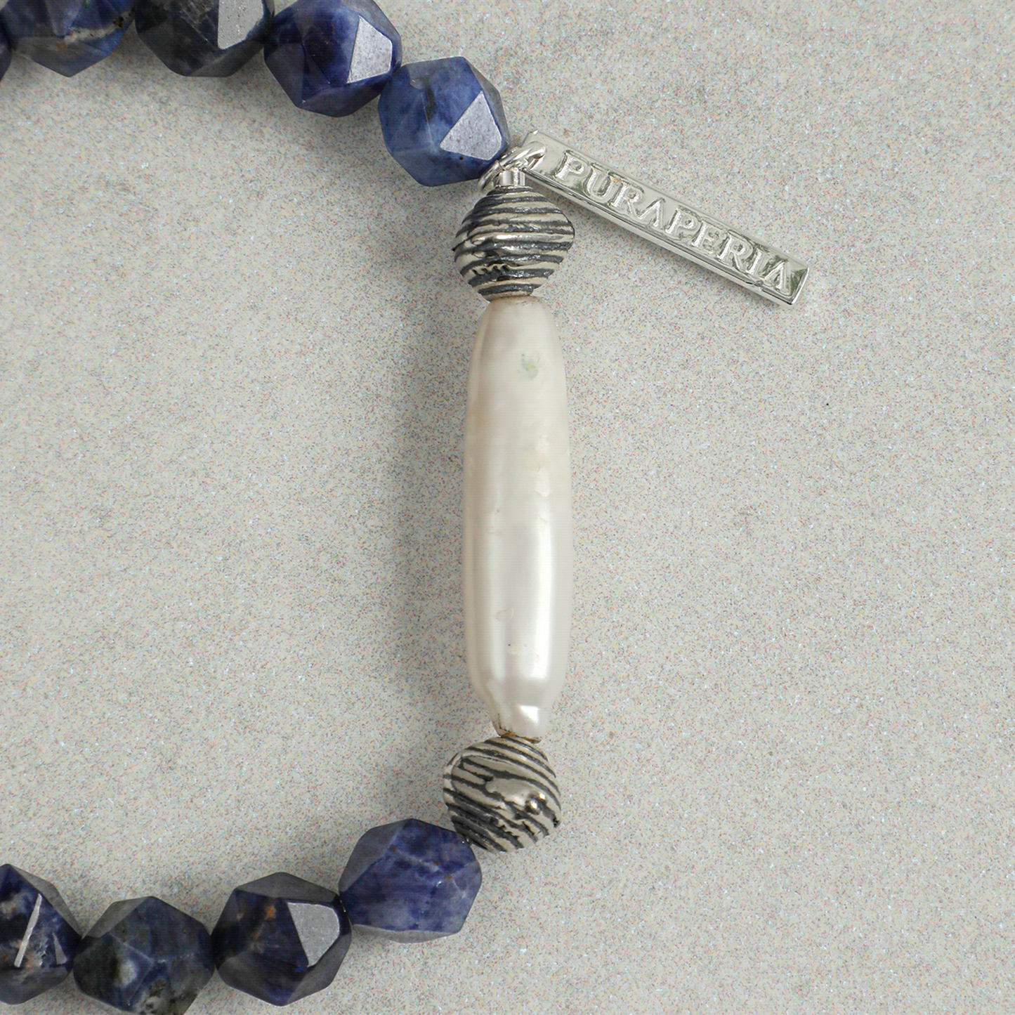 Faceted Sodalite and Baroque Pearl Bracelet