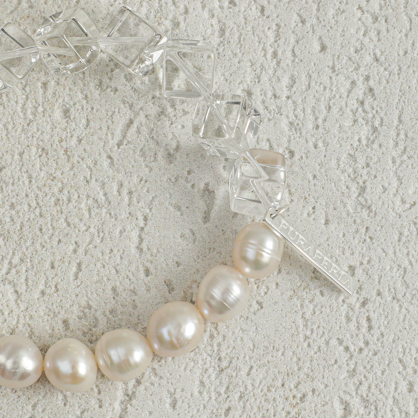 Natural Freshwater Pearl & Clear Quartz Cube Beaded Bracelet