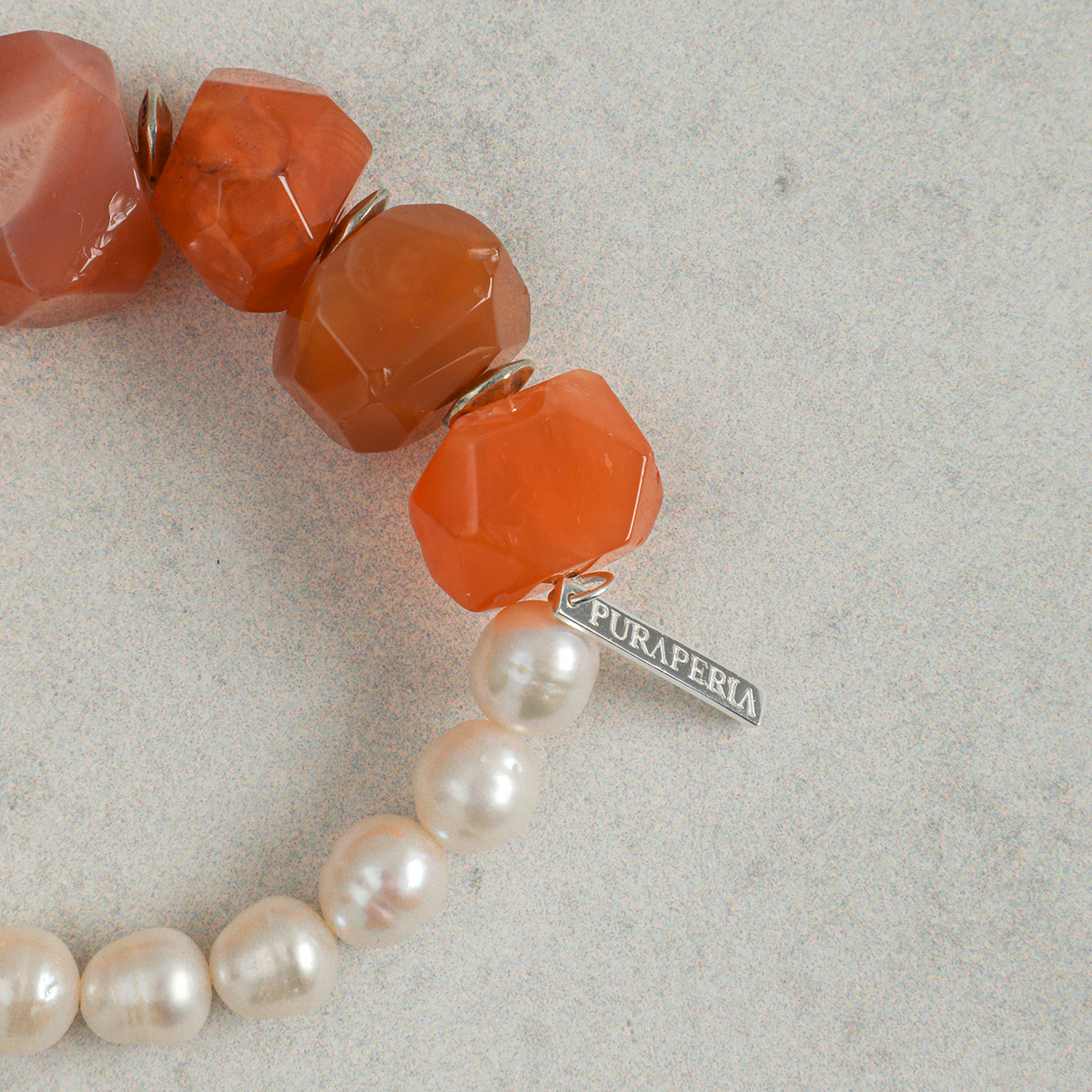 Persian Carnelian and Baroque Pearl Stretch Bracelet