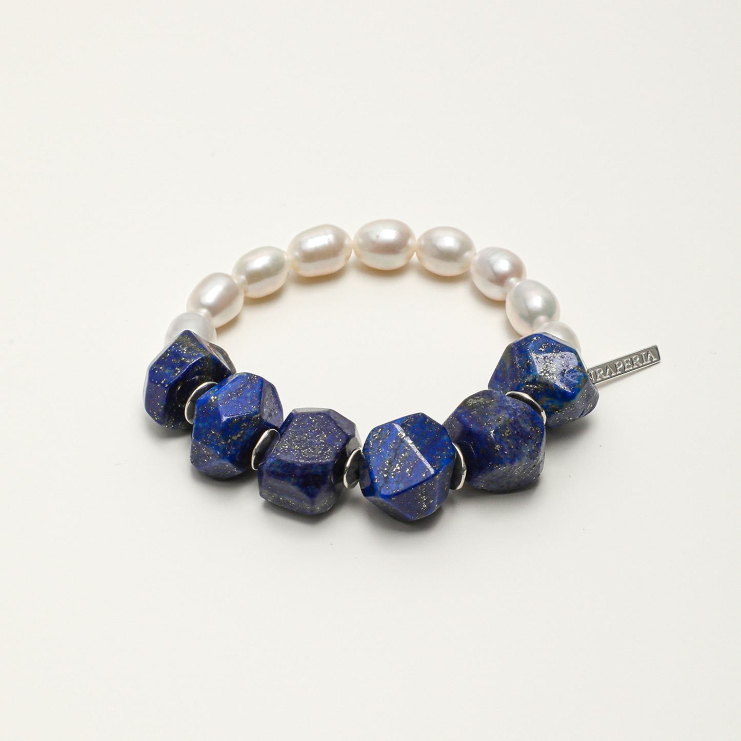 Natural Freeform Lapis Lazuli & Pearl Beaded Bracelet