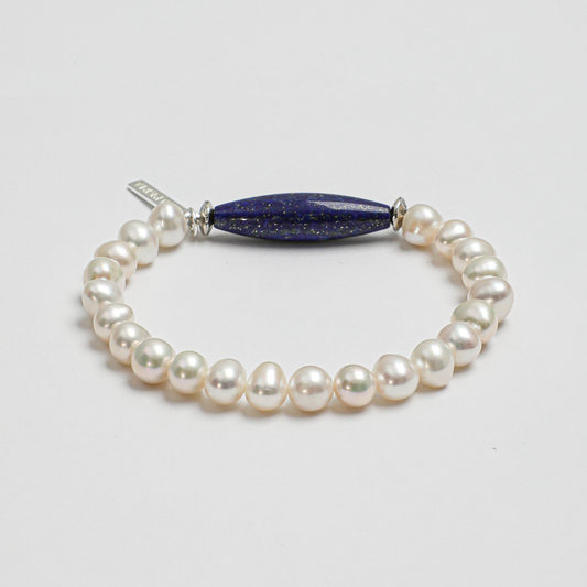 Lapis Lazuli and Freshwater Cultured Pearl Bracelet