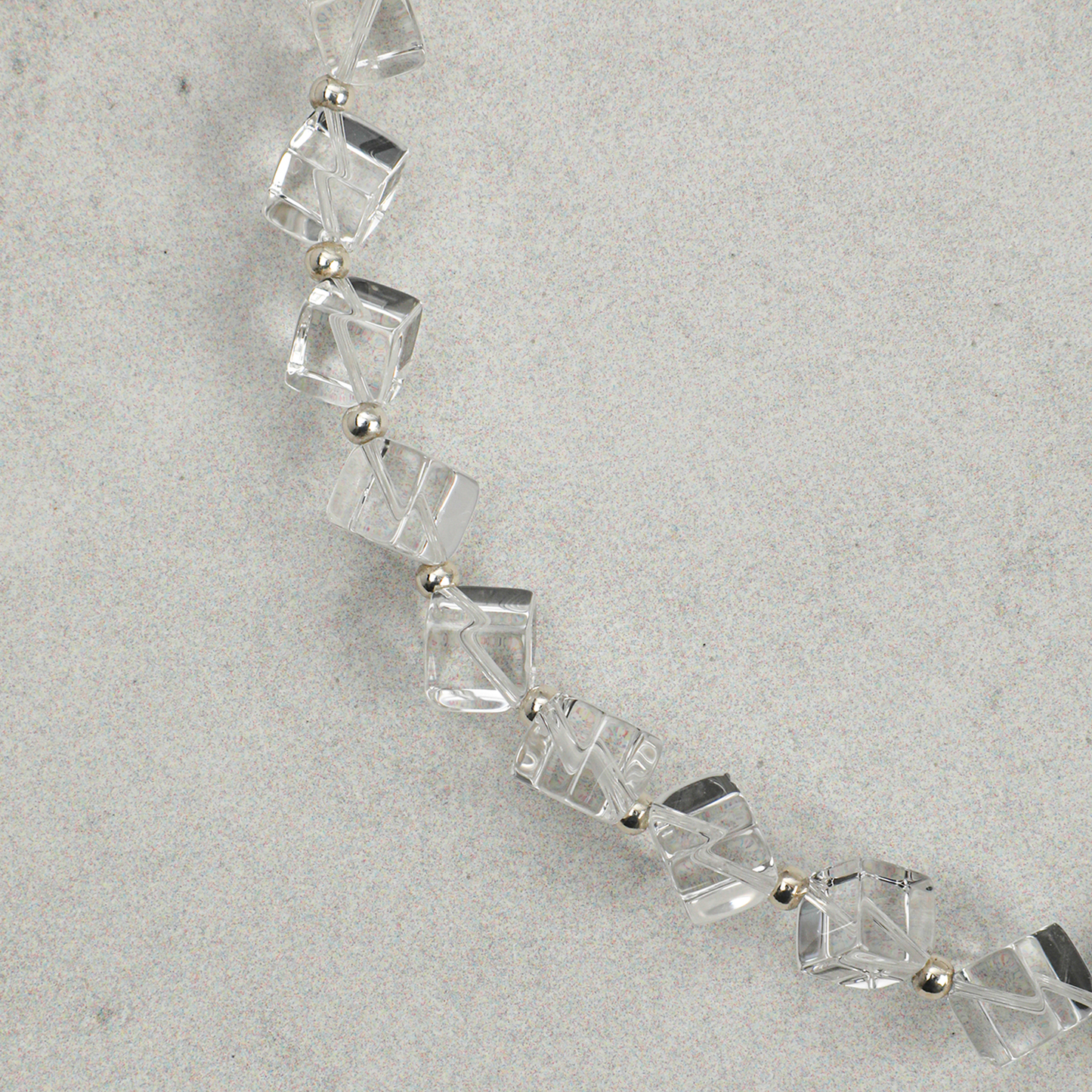 Clear Quartz and Grey Pearl Double-Strand Bracelet