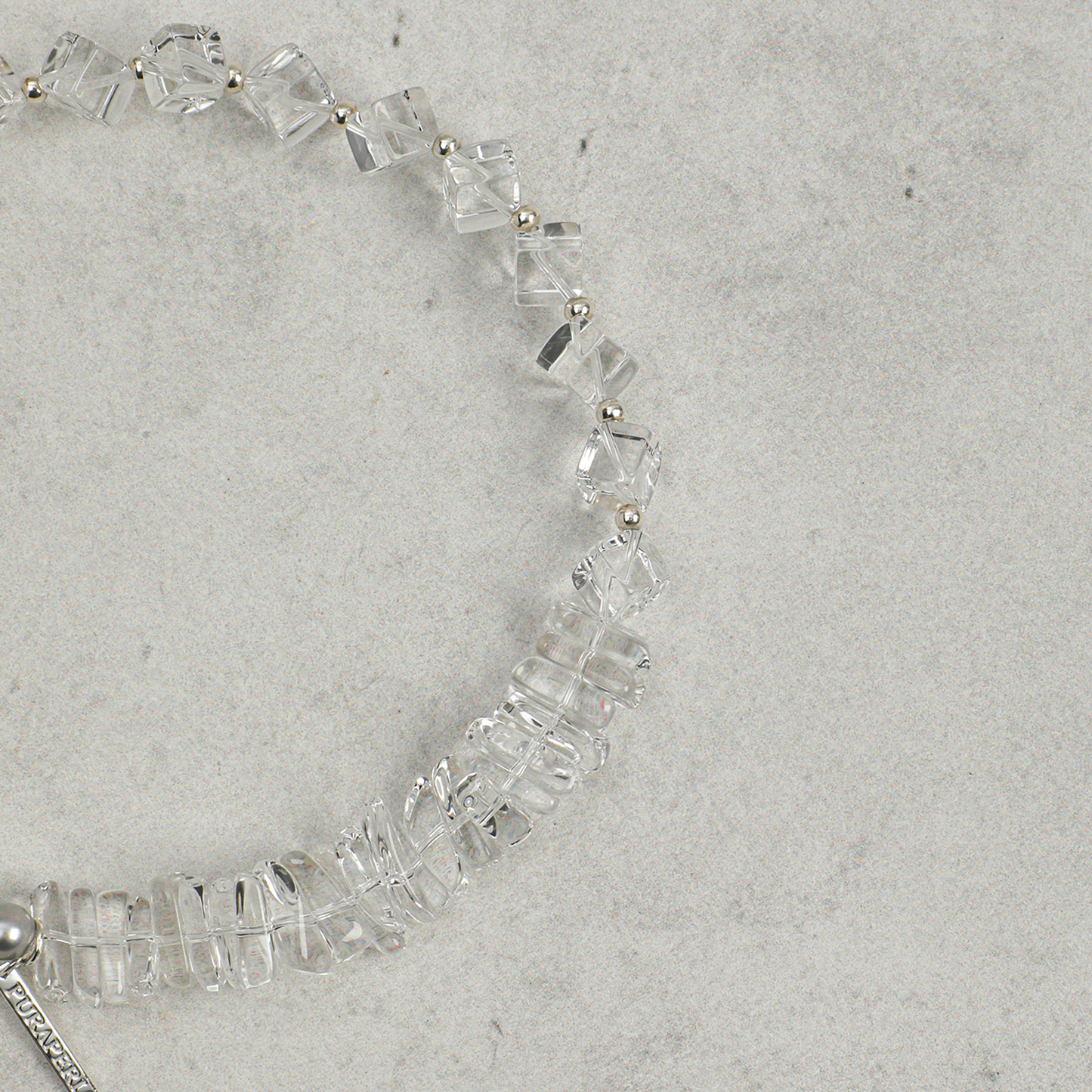 Clear Quartz and Grey Pearl Double-Strand Bracelet