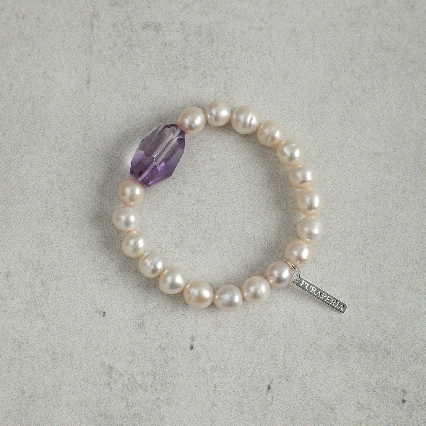 The Whisper of Tides Amethyst Textured Pearl Bracelet