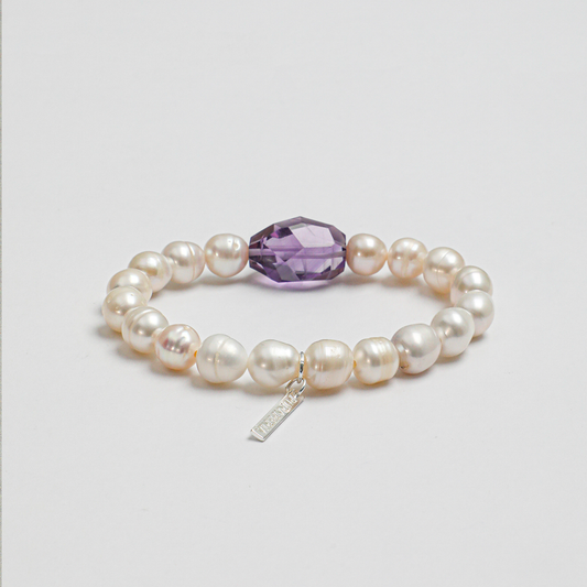 The Whisper of Tides Amethyst Textured Pearl Bracelet