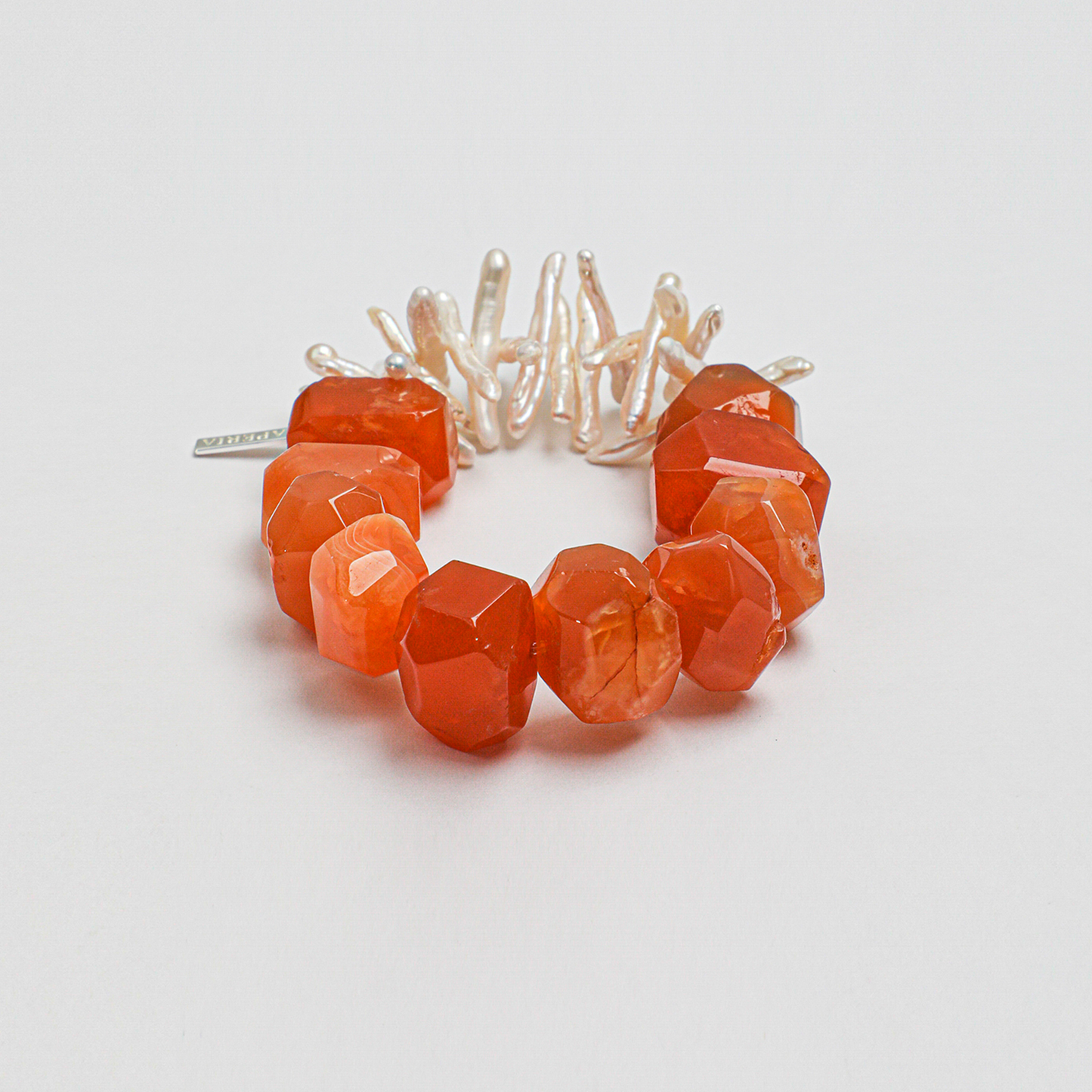 Natural Carnelian and Baroque Pearl Bracelet