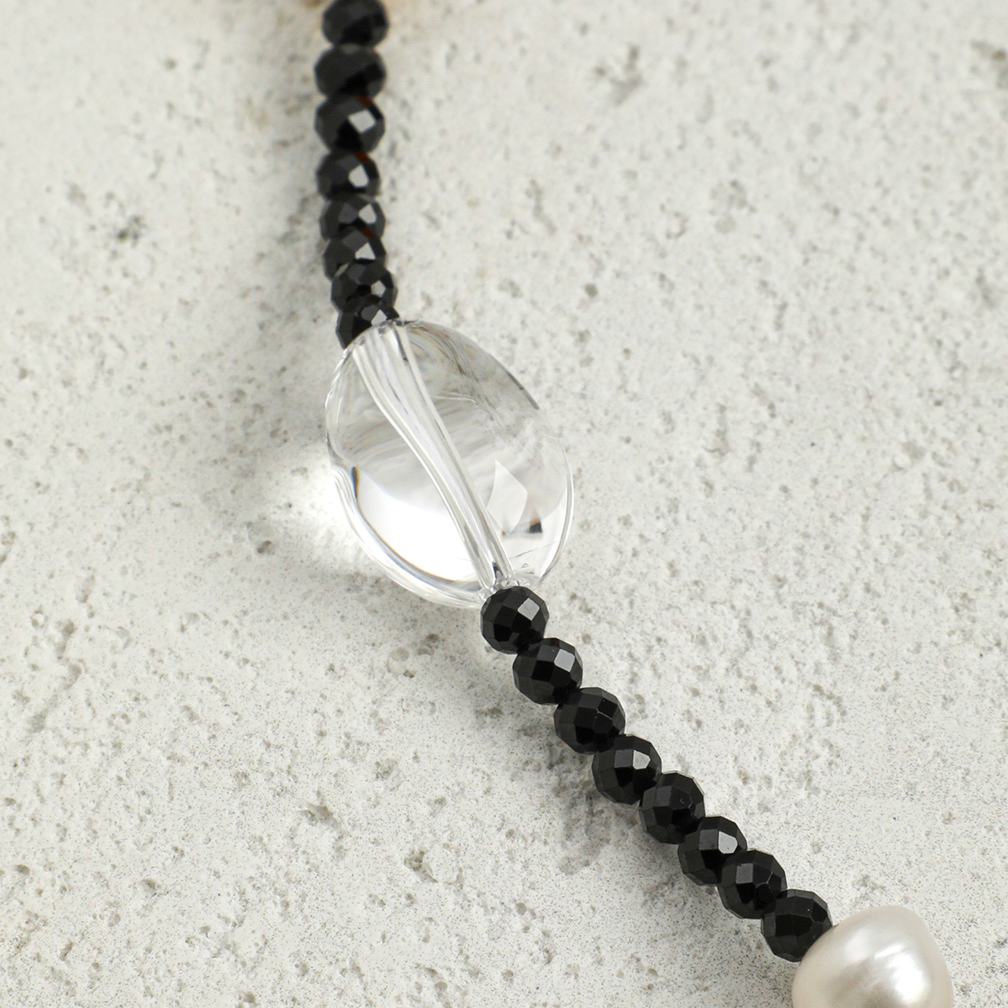 Red Agate, Crystal Quartz, Prehnite & Black Tourmaline Sterling Silver Necklace