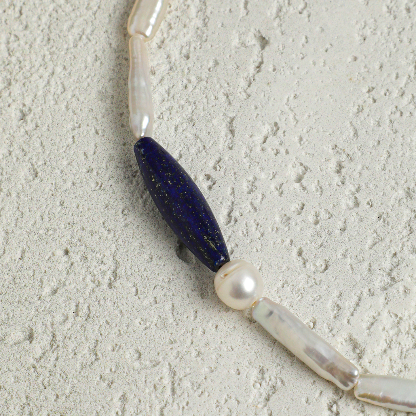 Baroque Pearl & Lapis Lazuli Sterling Silver Necklace