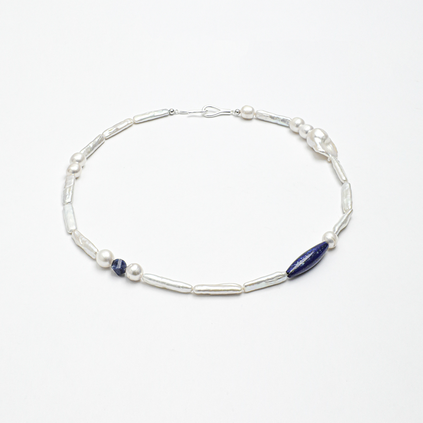Baroque Pearl & Lapis Lazuli Sterling Silver Necklace