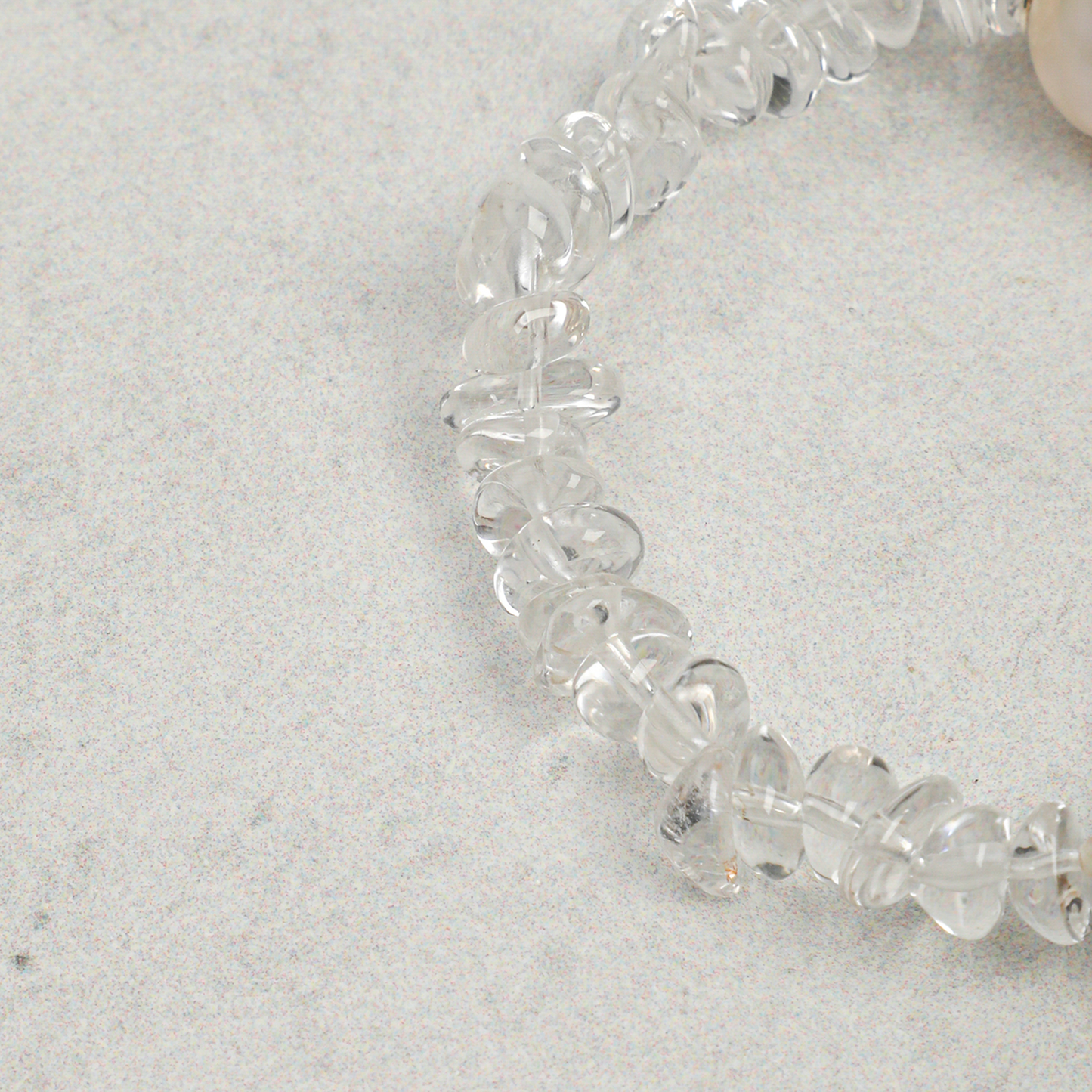 Custom Engraved Natural Baroque Pearl & Clear Quartz Chip Bracelet