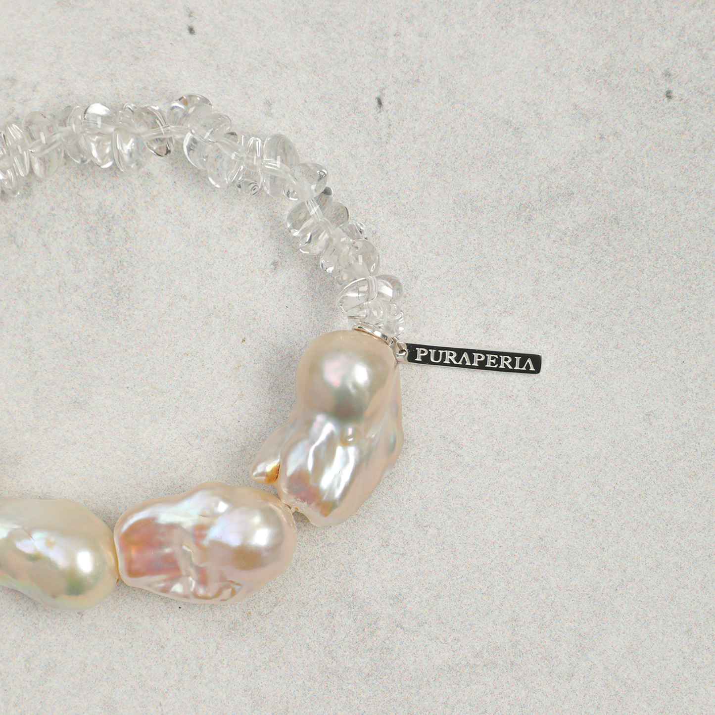 Custom Engraved Natural Baroque Pearl & Clear Quartz Chip Bracelet
