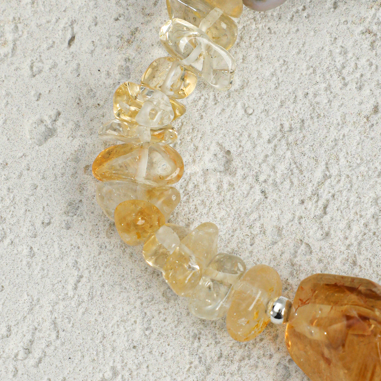Natural Citrine & Grey Freshwater Pearl Sterling Silver Bracelet