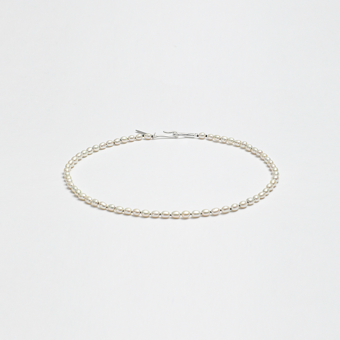 Handwoven Rice Pearl Sterling Silver Necklace