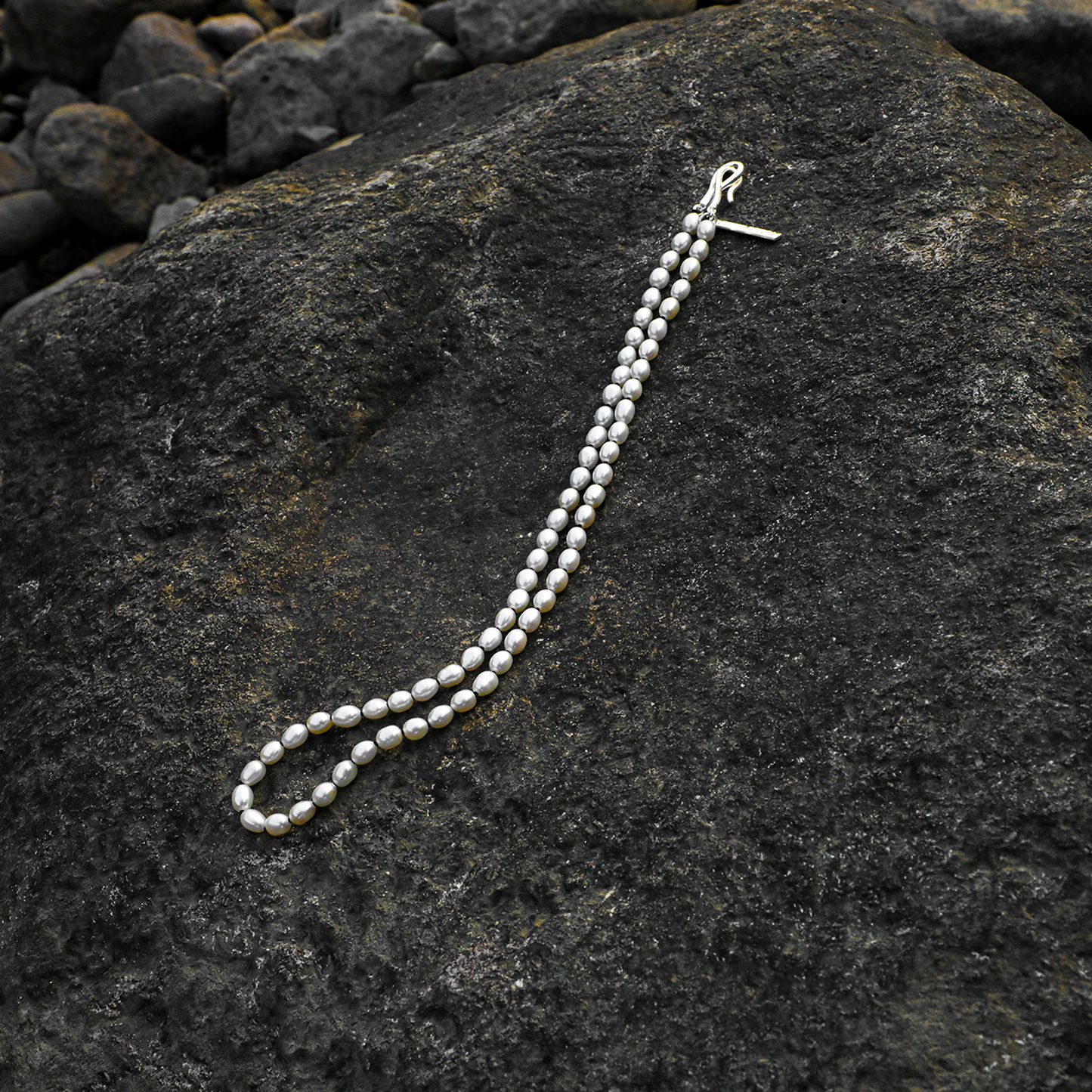 Handwoven Rice Pearl Sterling Silver Necklace