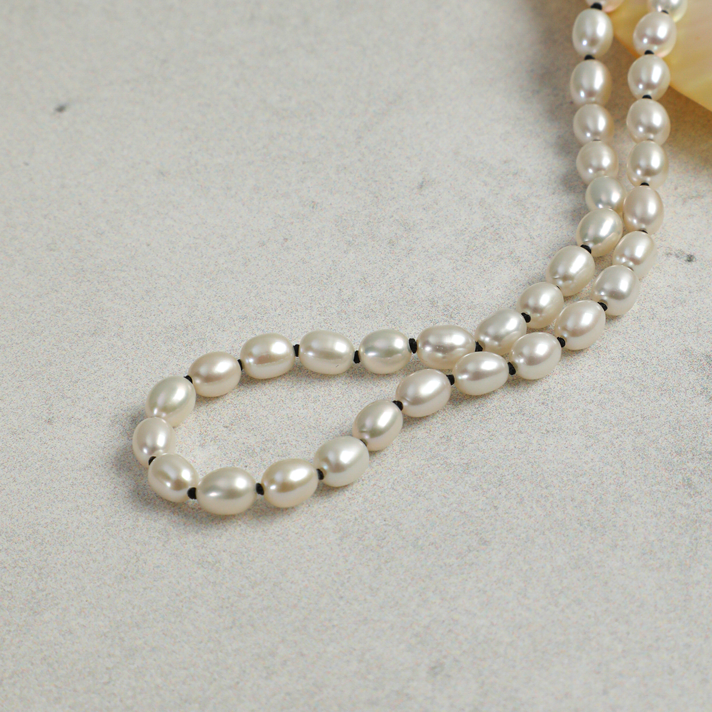 Handwoven Rice Pearl Sterling Silver Necklace