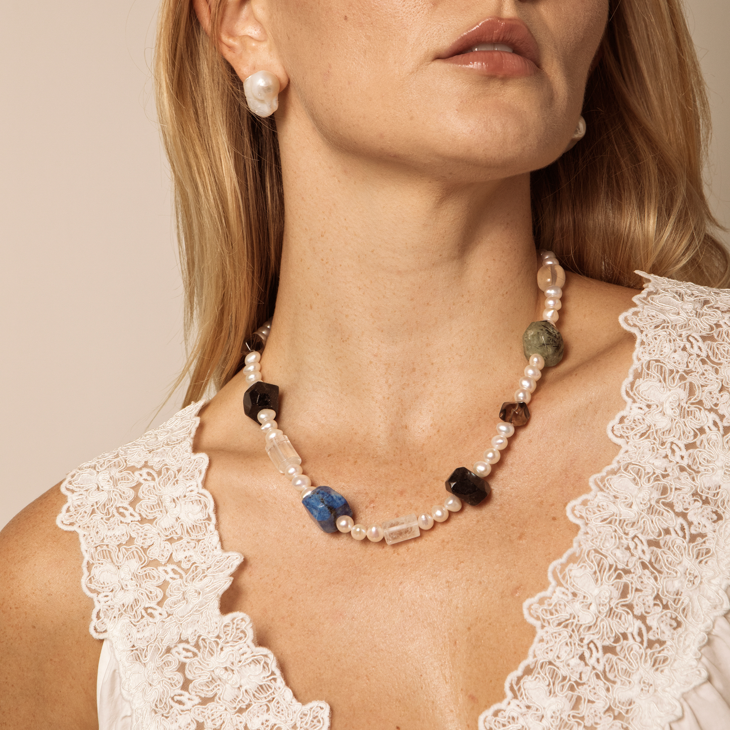 Original Design Multi-Gemstone Freshwater Pearl Necklace