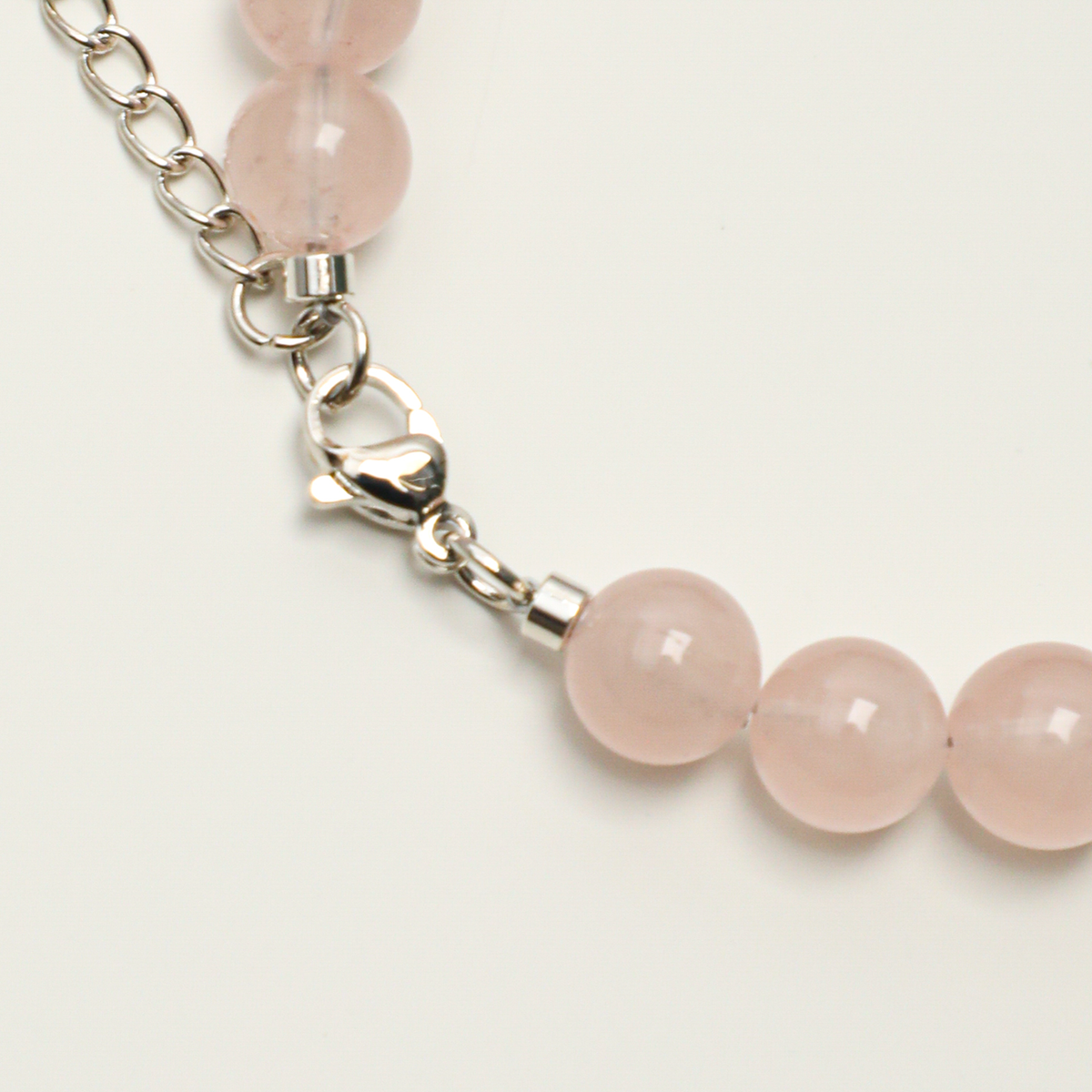 Rose quartz round beads with lobster clasp and extender