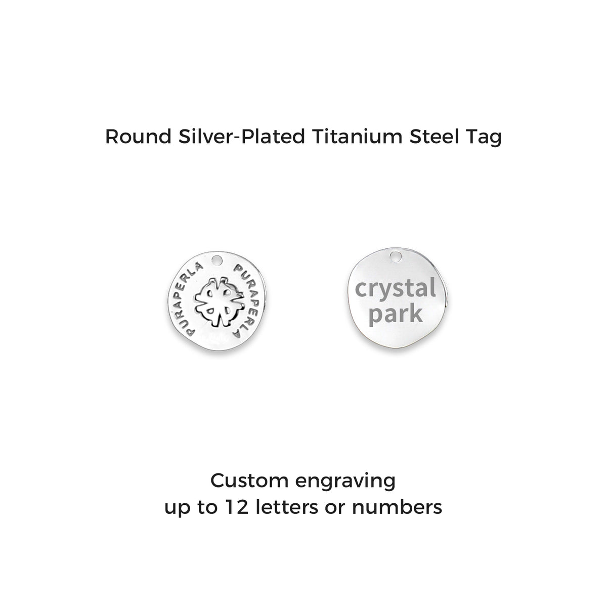 Round tag custom engraving guide, up to 12 letters or numbers